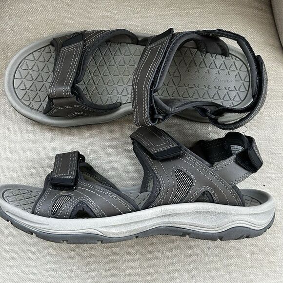 Eddie Bauer Men\'s Hank Sport River Sandals Size 10 Leather Grey Hike Comfort main image 7